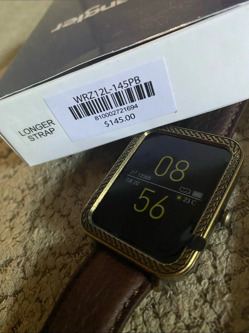 🆕 Wrangler Smart Watch Square Antique Leather Android IPhone iOS 13+ Compatible